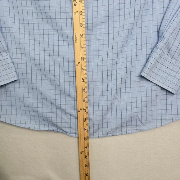Dockers Mens Long Sleeve Blue‎ Plaid Button Down Dress Shirt Fitted Stretch Sz L - Picture 6 of 13